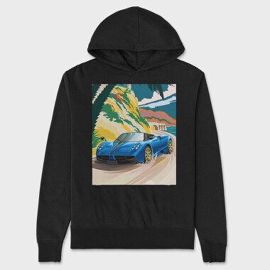 Coastal Speed Car Palm Ocean, Hanorac Oversize Barbati (Unisex)