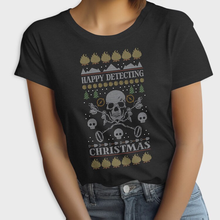 Metal Detector Uglysweater Christmas, Tricou Femei