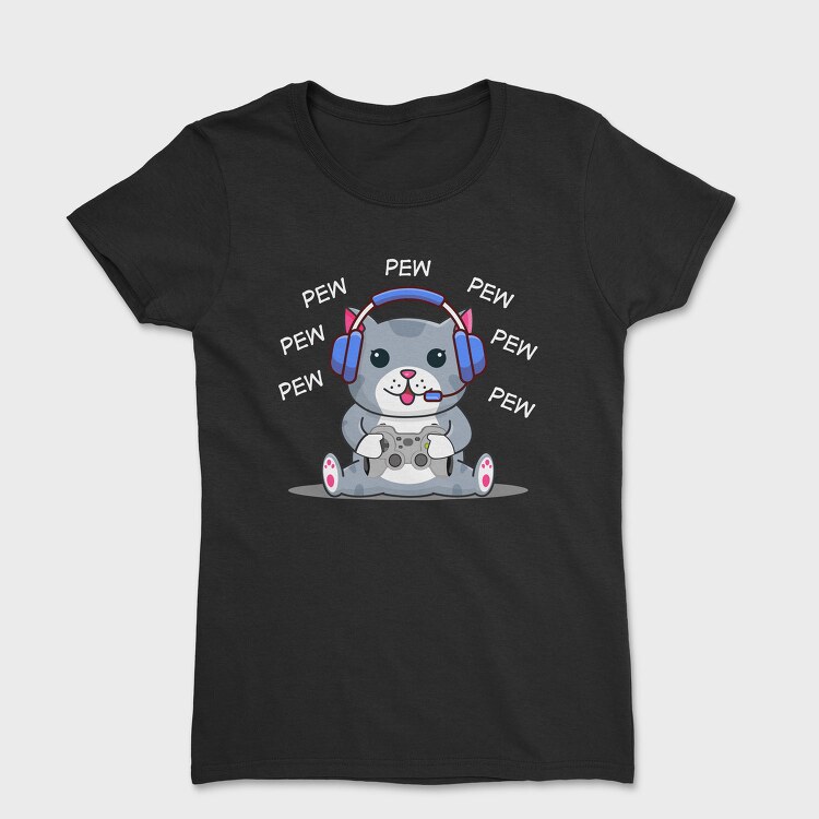 Cat Gamer Headphones, Tricou Femei