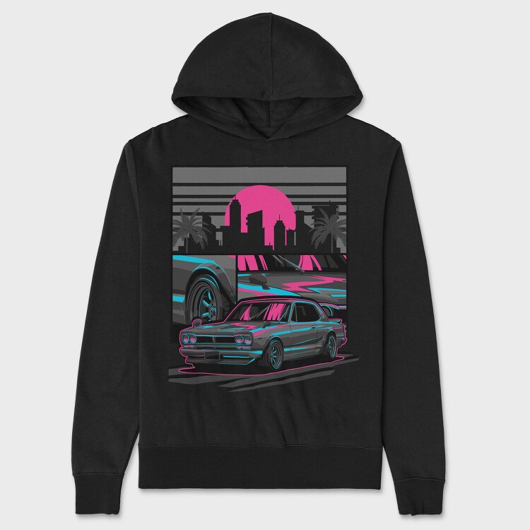 Skyline Retro Night, Hanorac Oversize Barbati (Unisex)