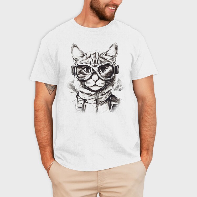 Cat Galsses Draw, Tricou Barbati (Unisex)