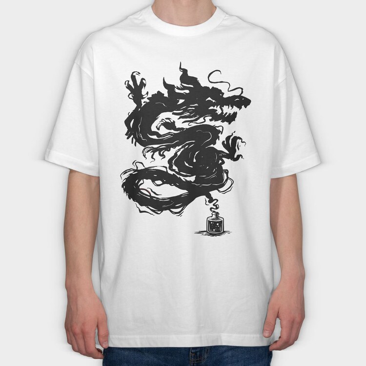 Ink Dragon, Tricou Oversize Barbati (Unisex)