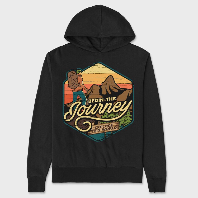 Begin The Journey Explore World, Hanorac Oversize Barbati (Unisex)