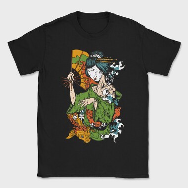Geisha Koi Fan, Tricou Barbati (Unisex)