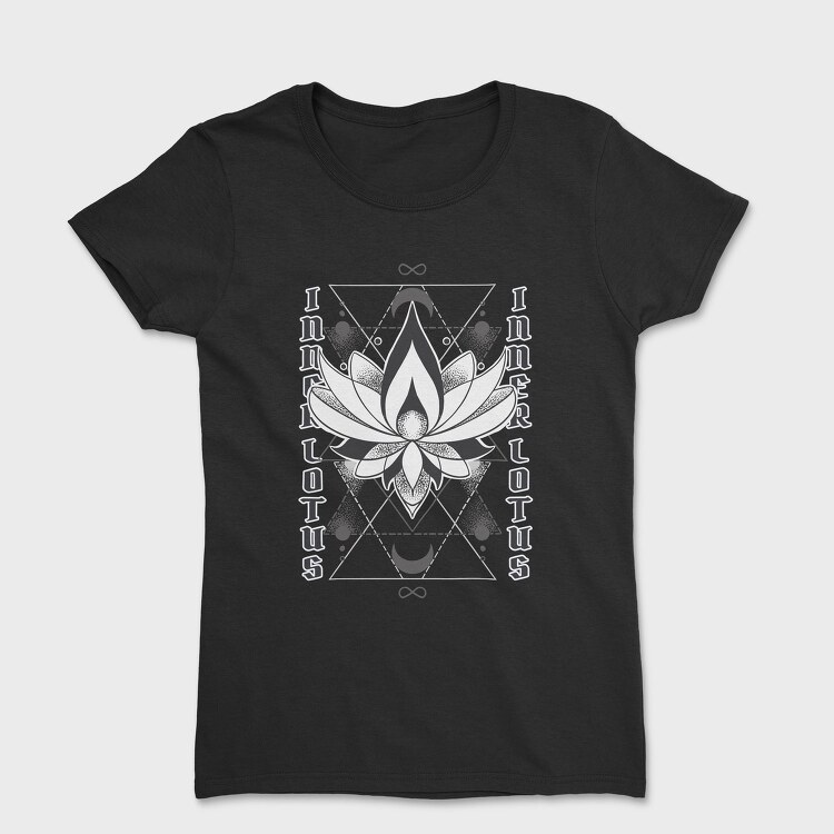 Inner Lotus Flower Monochrome Tote, Tricou Femei