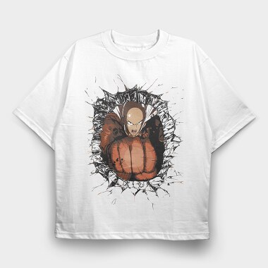 One Punch Man Punch, Tricou Oversize Barbati (Unisex)