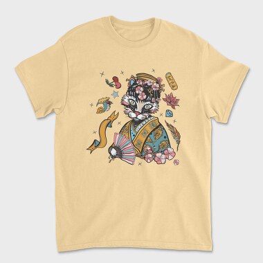 Cat Cherry Blossom, Tricou Barbati (Unisex)