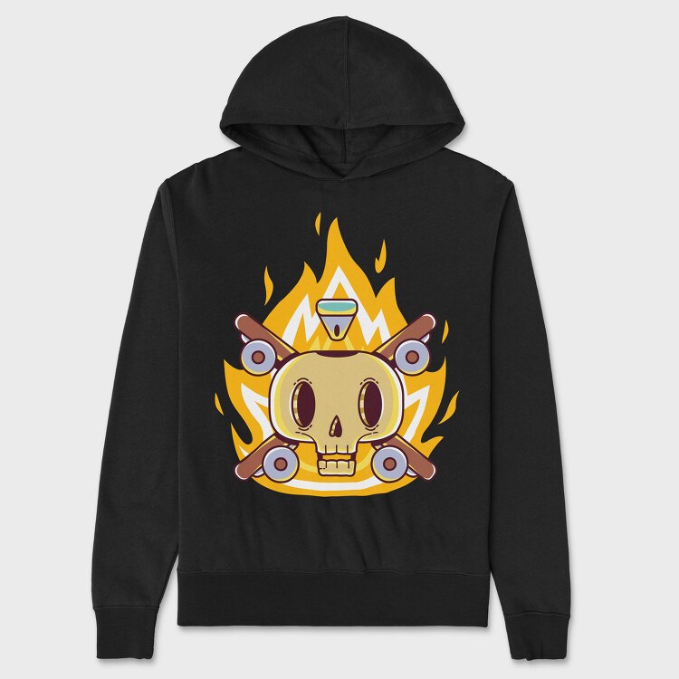 Flaming Skull Wheels, Hanorac Oversize Barbati (Unisex)