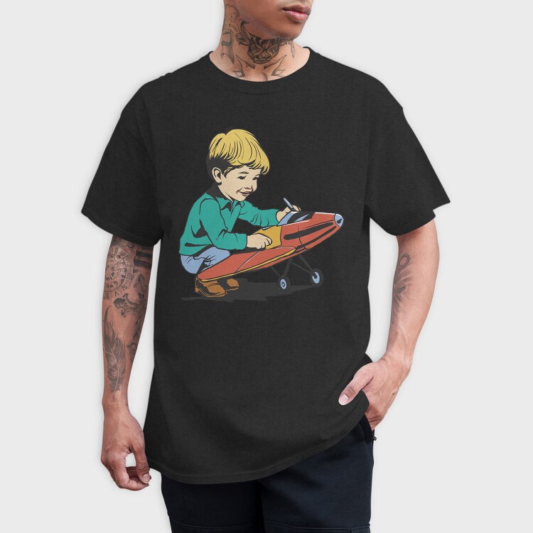 Kid Plane Vintage, Tricou Barbati (Unisex)