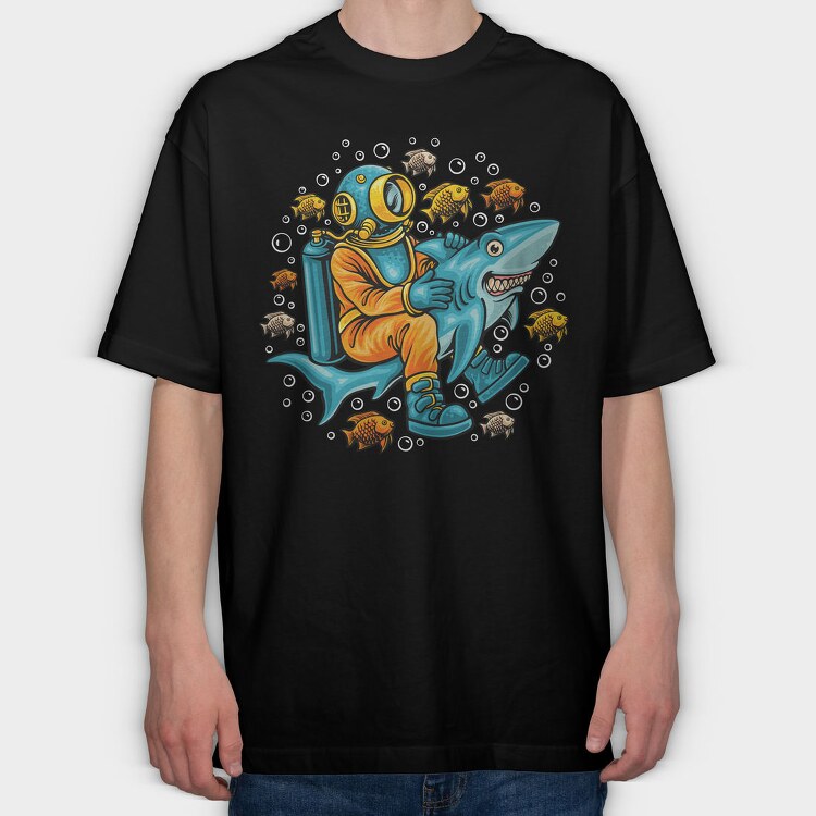Dive Shark Dreams, Tricou Oversize Barbati (Unisex)
