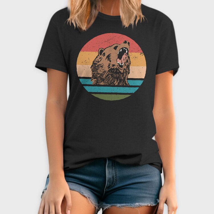 Sunset Retro Bear, Tricou Barbati (Unisex)