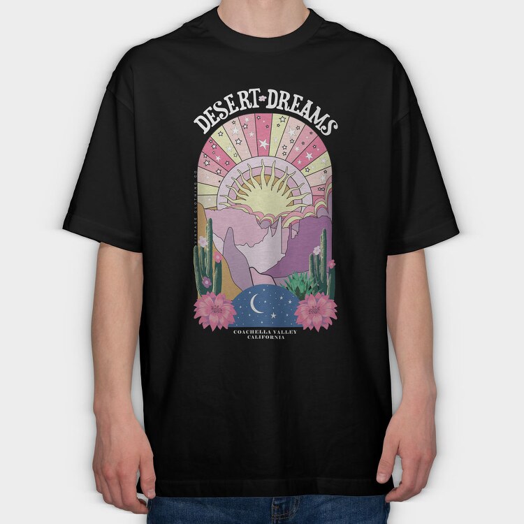 Desert Dreams Floral, Tricou Oversize Barbati (Unisex)