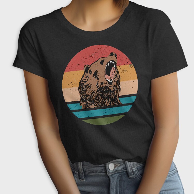 Sunset Retro Bear, Tricou Femei
