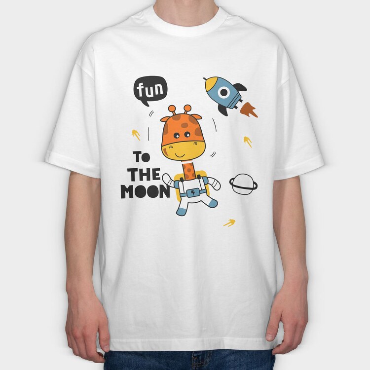 Giraffe Astronaut Fun, Tricou Oversize Barbati (Unisex)