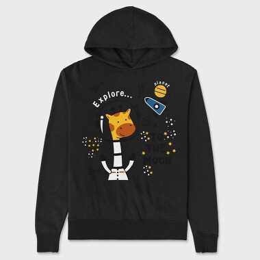 Giraffe Galaxy Explorer, Hanorac Oversize Barbati (Unisex)