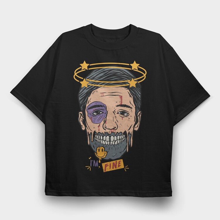 Zombie Smiley Fine, Tricou Oversize Barbati (Unisex)