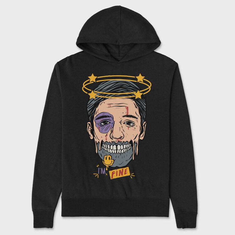 Zombie Smiley Fine, Hanorac Oversize Barbati (Unisex)
