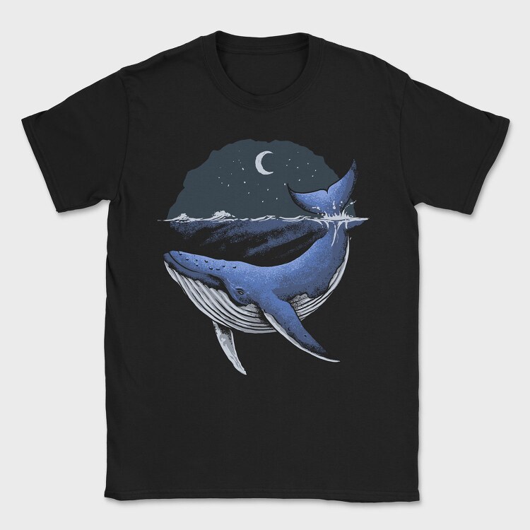 Whale Moon Night, Tricou Barbati (Unisex)