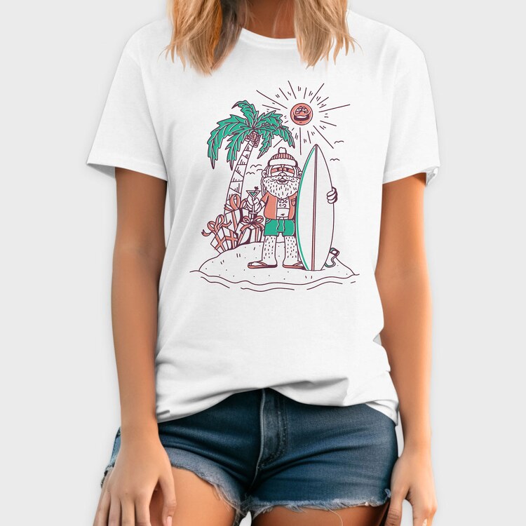 Surfer Santa, Tricou Barbati (Unisex)