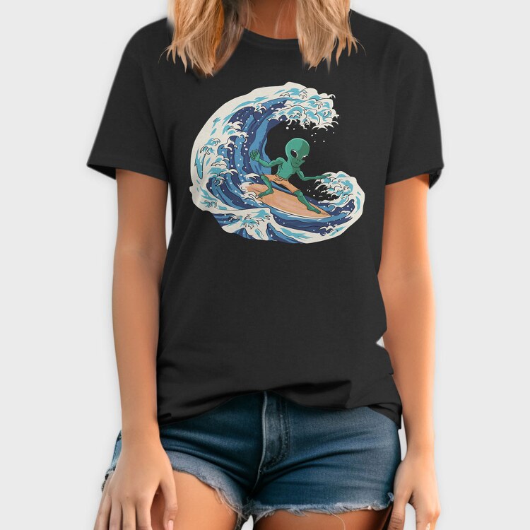 Surfing Alien, Tricou Barbati (Unisex)