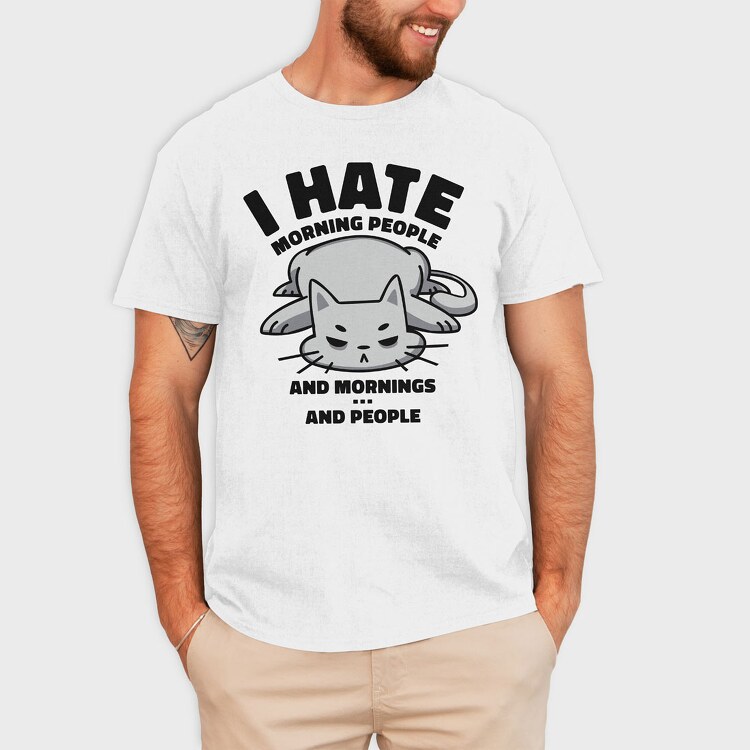 Cat Morning People, Tricou Barbati (Unisex)