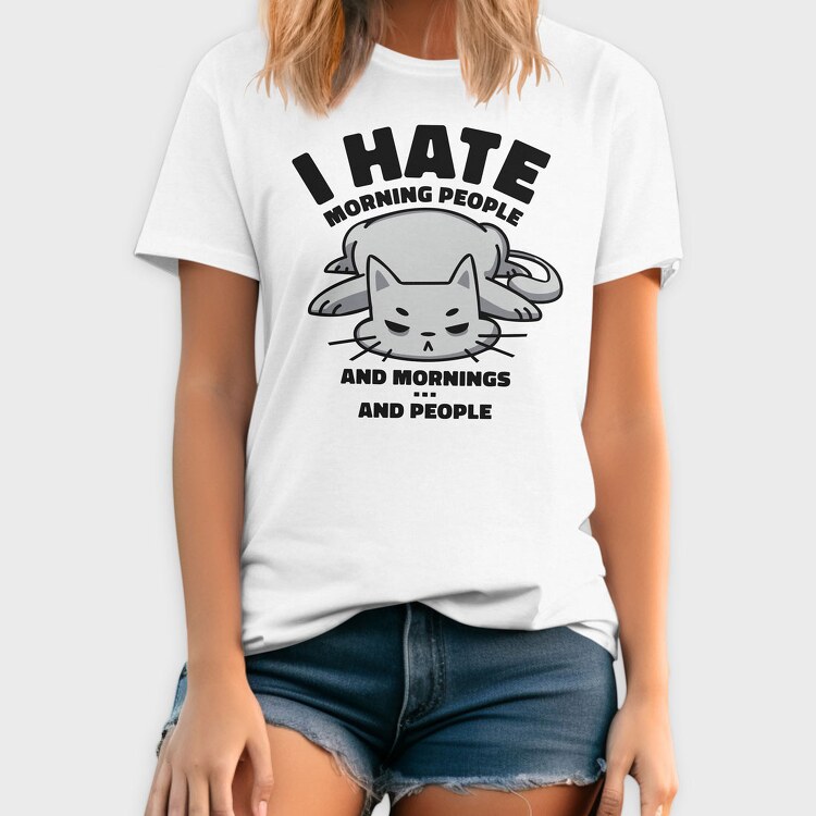 Cat Morning People, Tricou Barbati (Unisex)