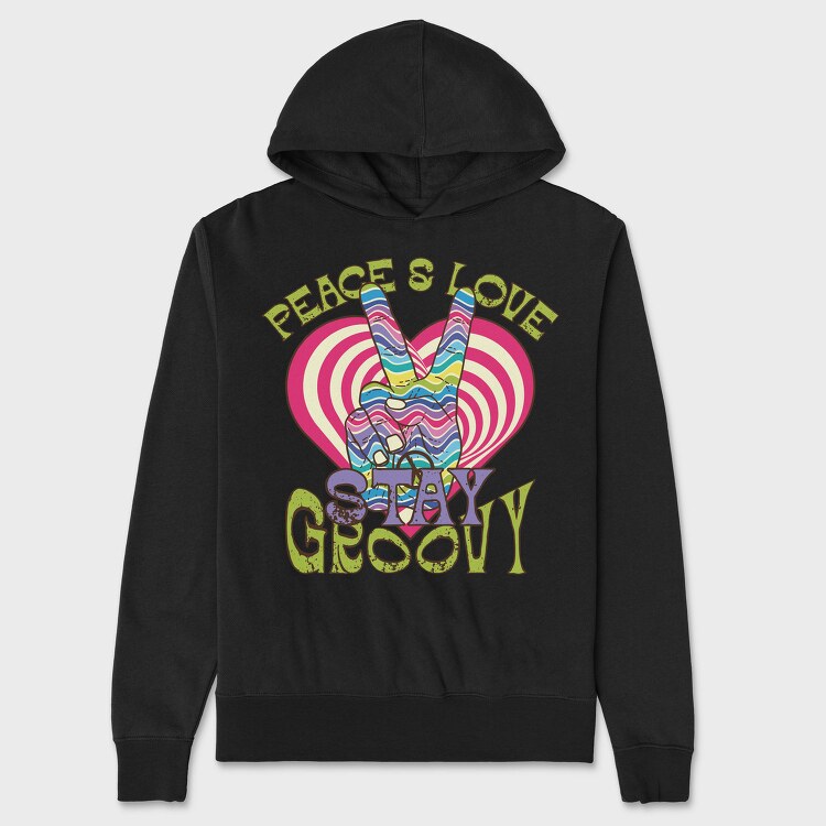 Peace Love Vibes, Hanorac Oversize Barbati (Unisex)