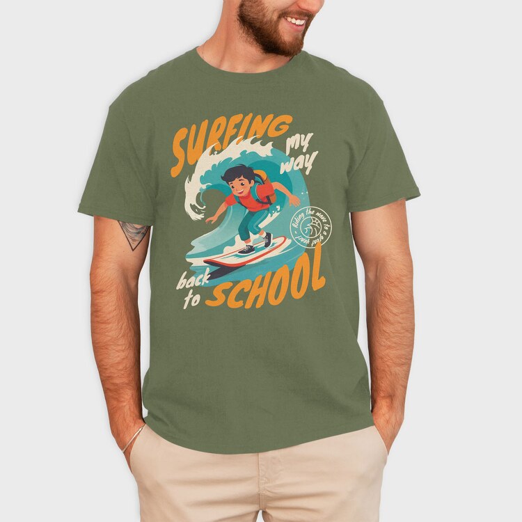 Surfing My Way Back to School, Tricou Barbati (Unisex)