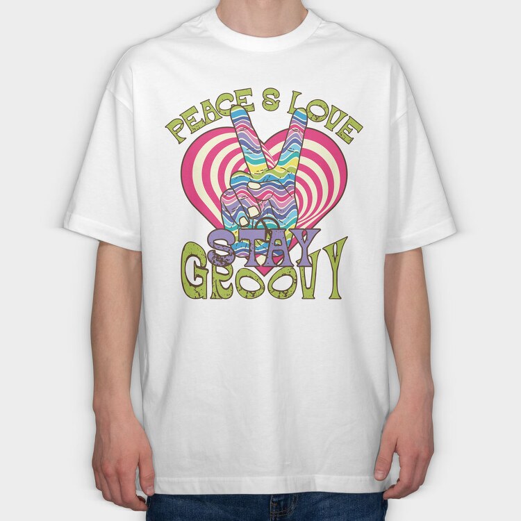 Peace Love Vibes, Tricou Oversize Barbati (Unisex)