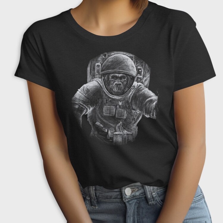 Monkey Astronaut Monochrome, Tricou Femei