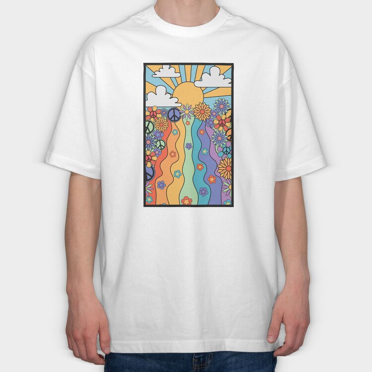 Peaceful Vibes Floral, Tricou Oversize Barbati (Unisex)