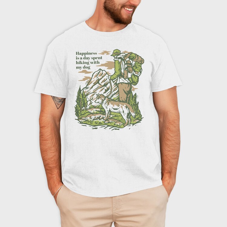 Hiking With My Dog, Tricou Barbati (Unisex)