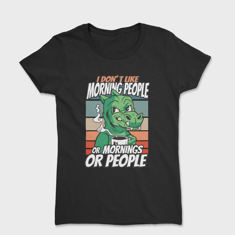 Introvert Cartoon Dinosaur Coffee, Tricou Femei