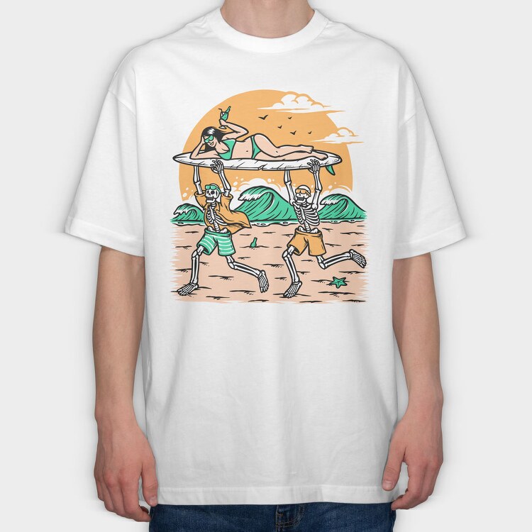Skeletons Beach Party, Tricou Oversize Barbati (Unisex)