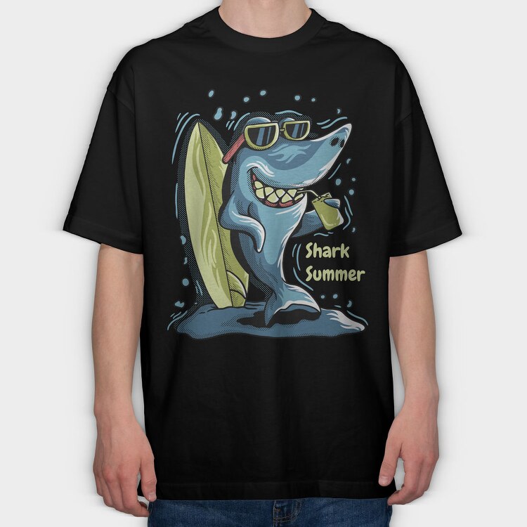 Shark Summer Surf, Tricou Oversize Barbati (Unisex)