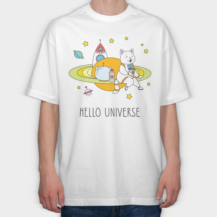 Space Cat Coffee, Tricou Oversize Barbati (Unisex)
