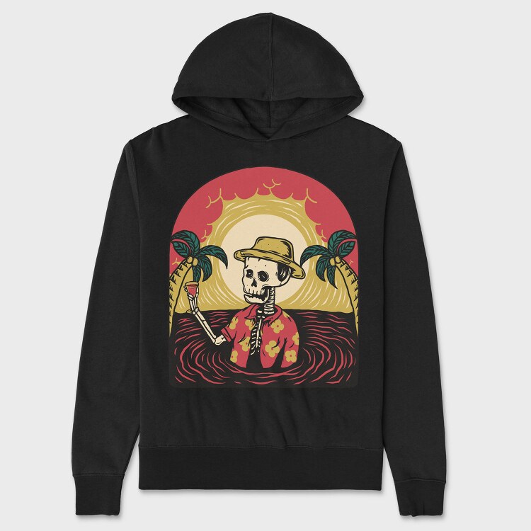 Skeleton Beach Party, Hanorac Oversize Barbati (Unisex)