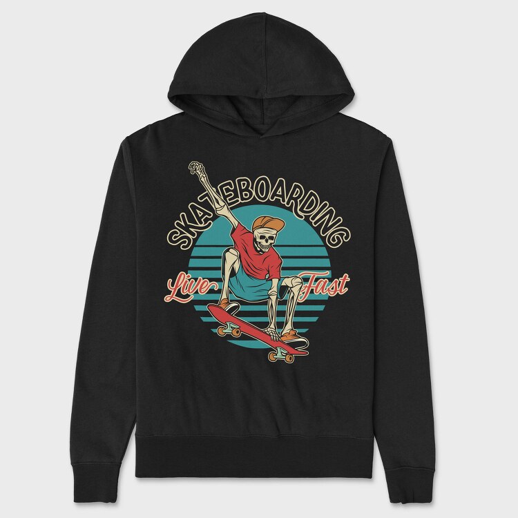 Skateboarding Skeleton, Hanorac Oversize Barbati (Unisex)
