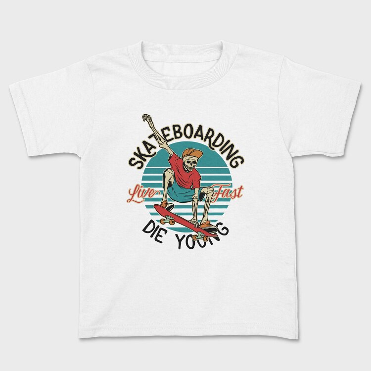 Skateboarding Skeleton, Tricou Copii