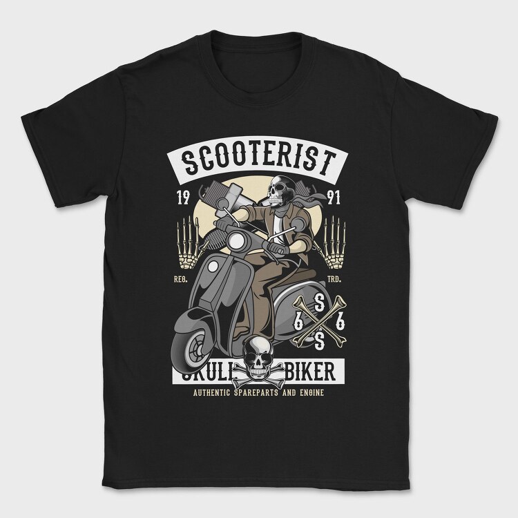 Scooter Biker Skull, Tricou Barbati (Unisex)