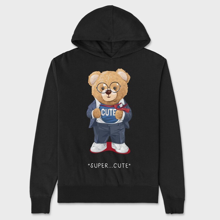 Teddy Hipster Vibes, Hanorac Oversize Barbati (Unisex)