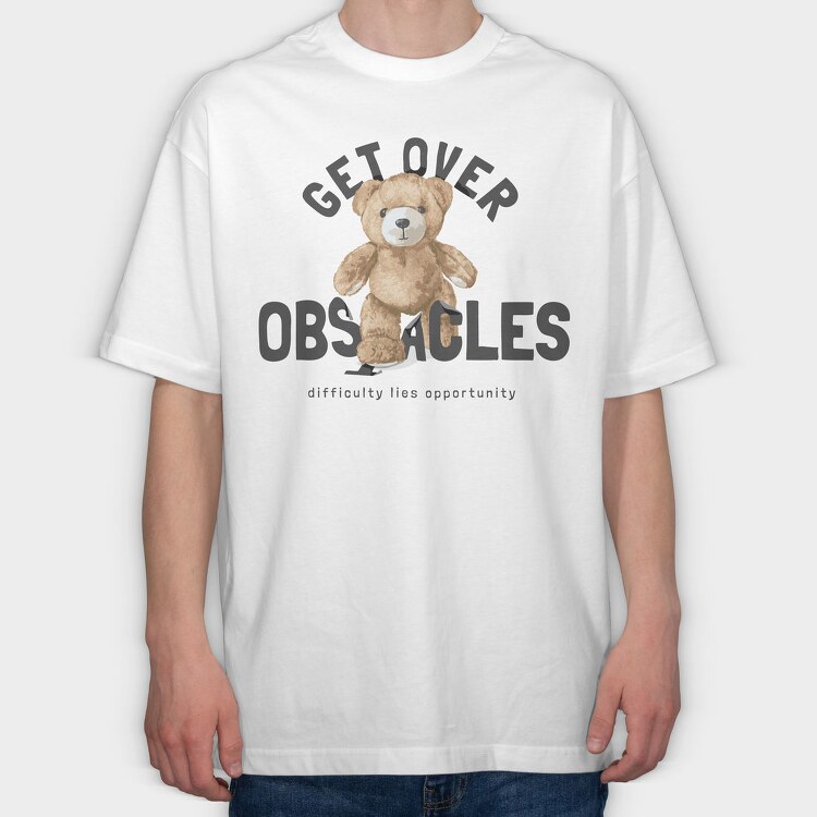 Teddy Bear Obstacle, Tricou Oversize Barbati (Unisex)