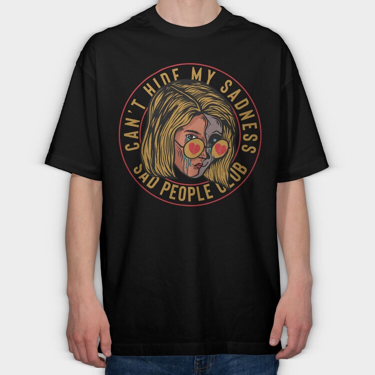Sad People Club, Tricou Oversize Barbati (Unisex)