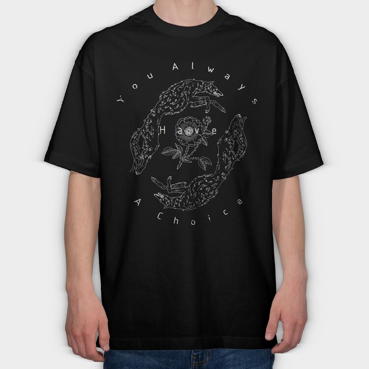 Wolf Flower Choice, Tricou Oversize Barbati (Unisex)