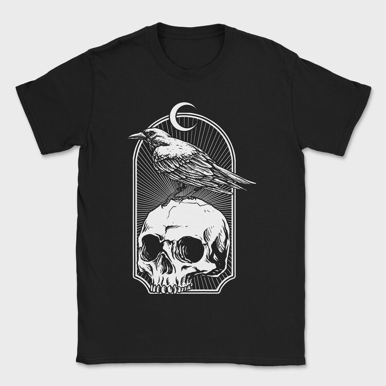 Raven Moon Skull, Tricou Barbati (Unisex)
