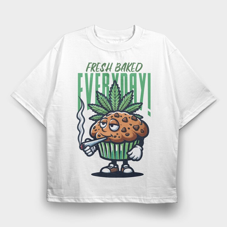 Cannabis Muffin Fresh Baked, Tricou Oversize Barbati (Unisex)