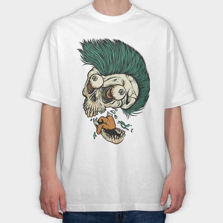 Punk Skull, Tricou Oversize Barbati (Unisex)