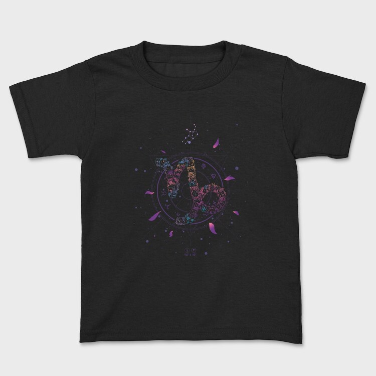 Capricorn Floral Zodiac Sign, Tricou Copii