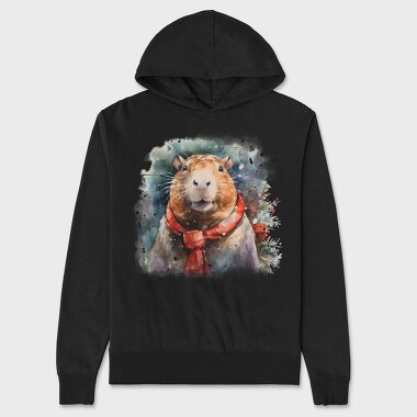 Capybara Christmas Throw Pillow, Hanorac Oversize Barbati (Unisex)