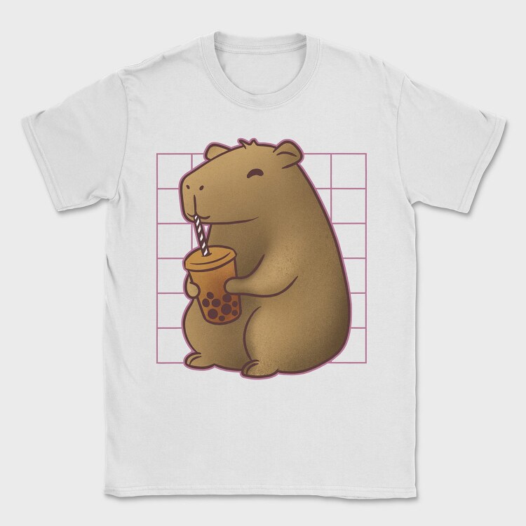 Capybara Drinking A Cup Of Tea Boba Tote, Tricou Barbati (Unisex)